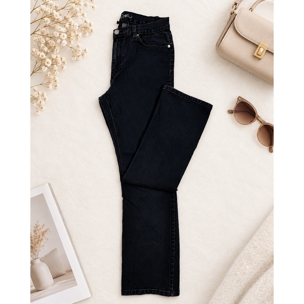 DG2 Diane Gilman Jeans Women 12 Black Straight Leg Stretch Denim Classic